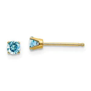 14k Yellow Gold Blue Topaz Birthstone Earrings