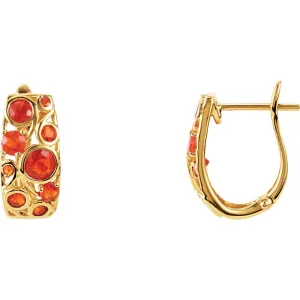 14k Yellow Gold Cabochon Hinged Earrings