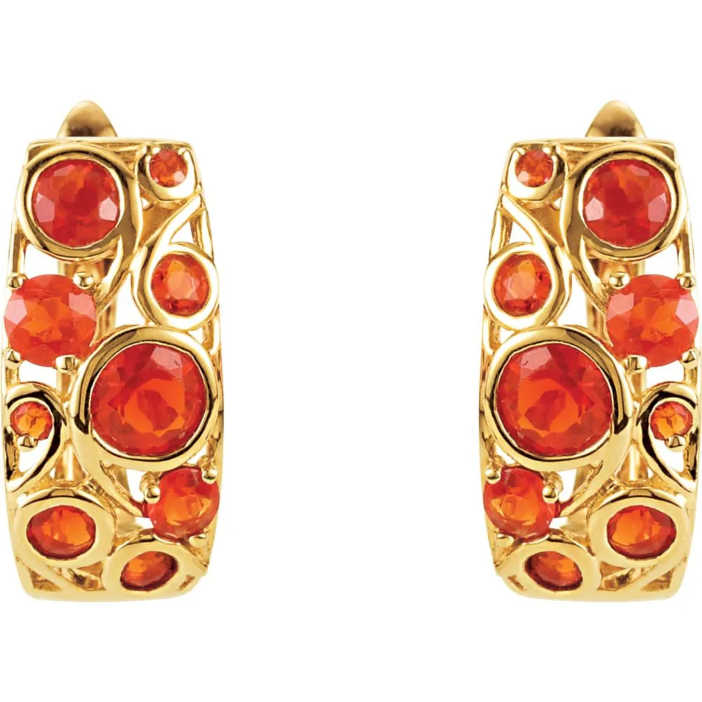 14k Yellow Gold Cabochon Hinged Earrings