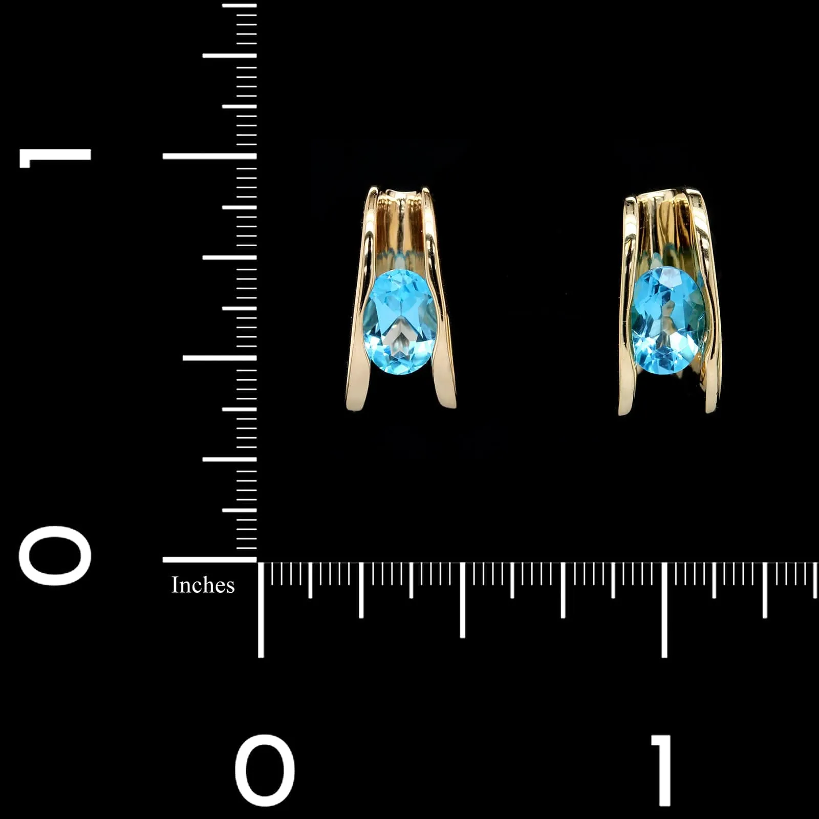 14K Yellow Gold Estate Blue Topaz Earrings