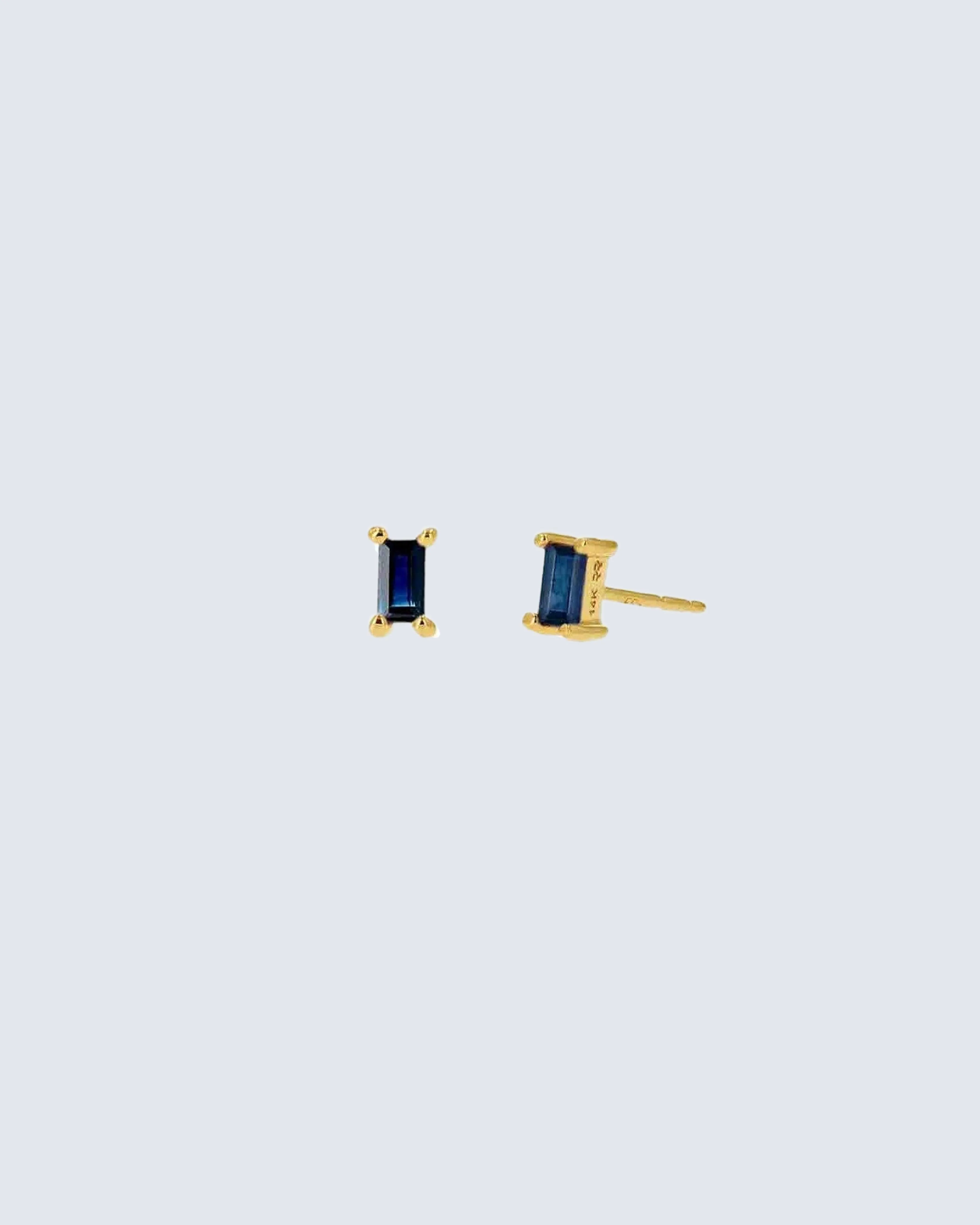 14k yellow gold sapphire baguette earrings