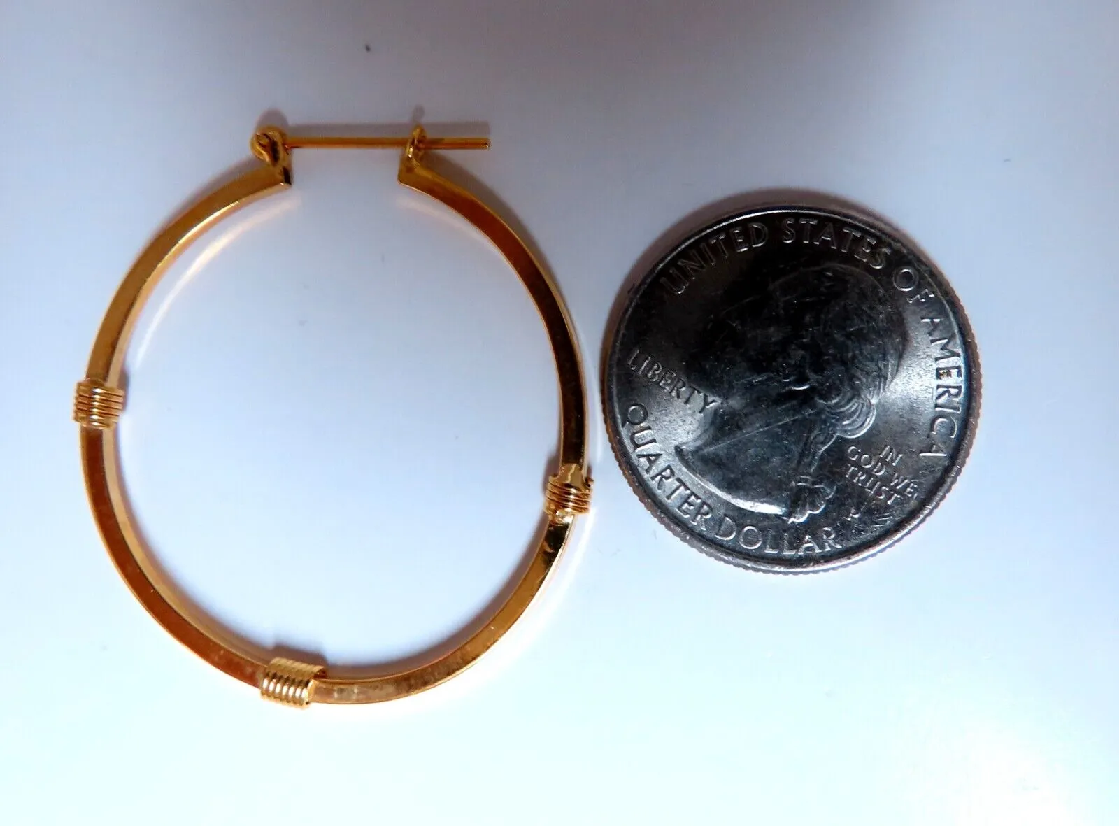 14Kt Gold Hoop Earrings Barbed Wrap