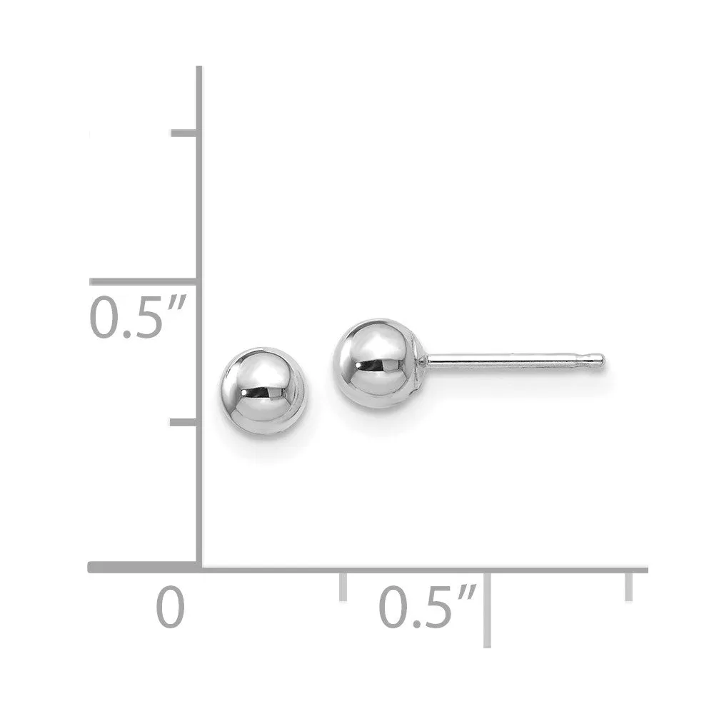 14KT White Gold 4MM Ball Stud Earrings