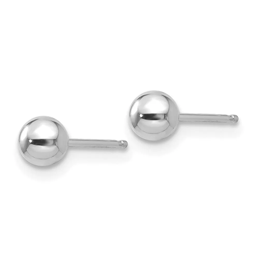 14KT White Gold 4MM Ball Stud Earrings