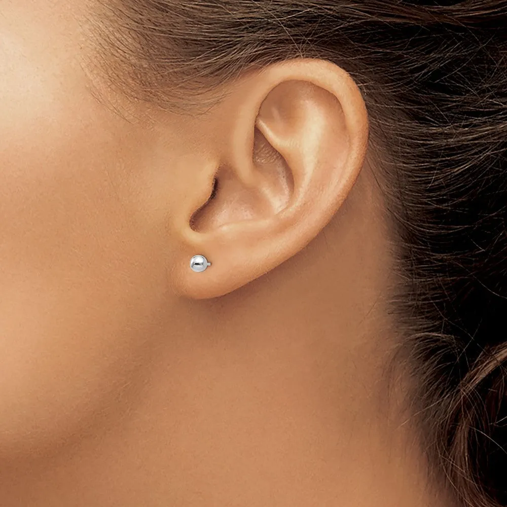 14KT White Gold 4MM Ball Stud Earrings
