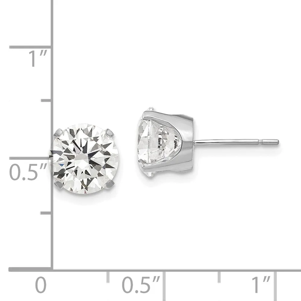 14KT White Gold 8MM Round Cubic Zirconia Stud Earrings