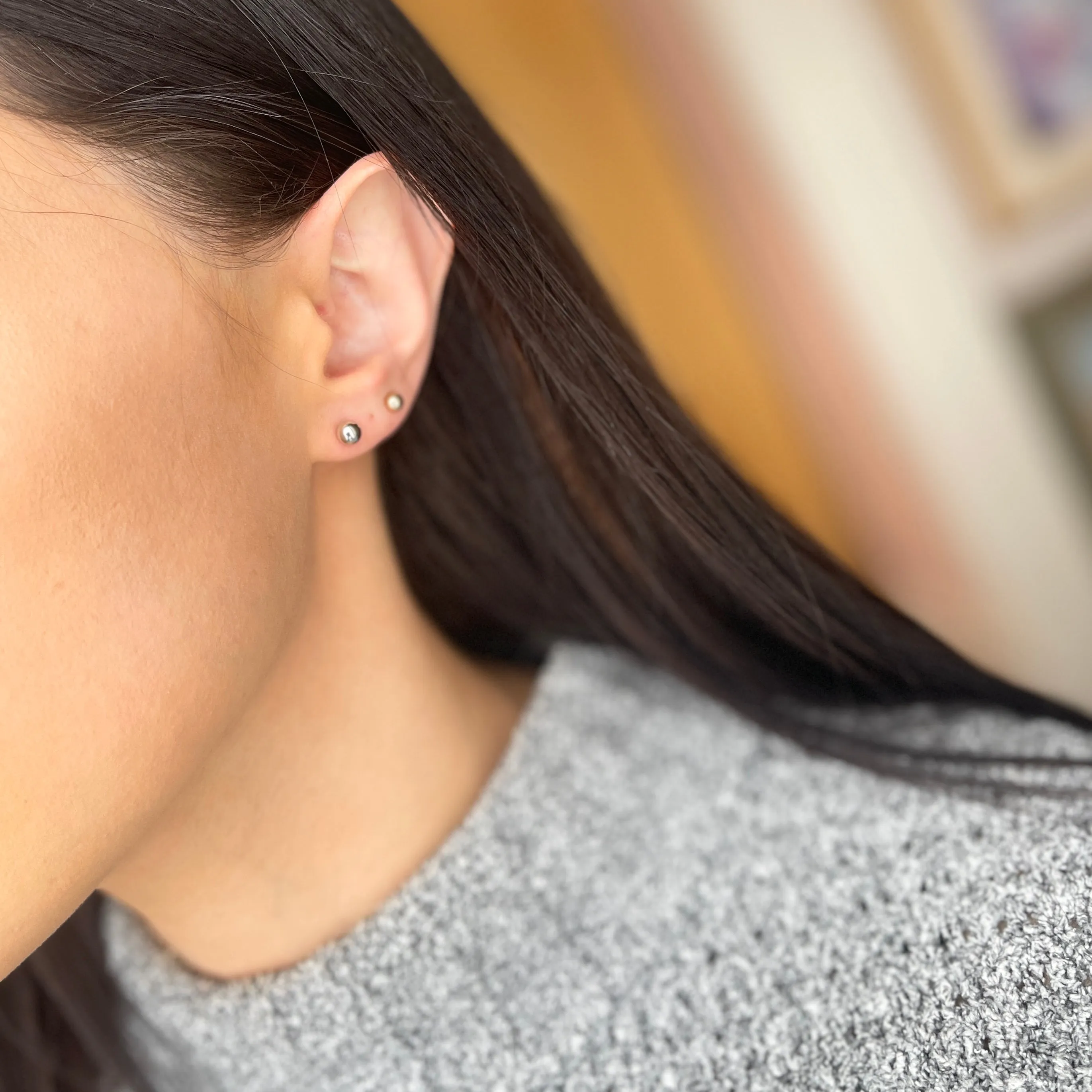 14KT White Gold Polished Balls Stud Earrings 5mm