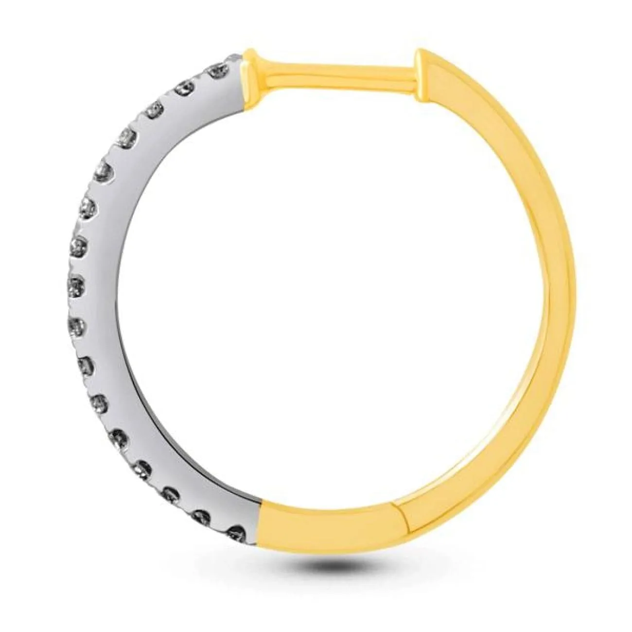 14KT YELLOW & WHITE GOLD DIAMOND HOOP EARRINGS
