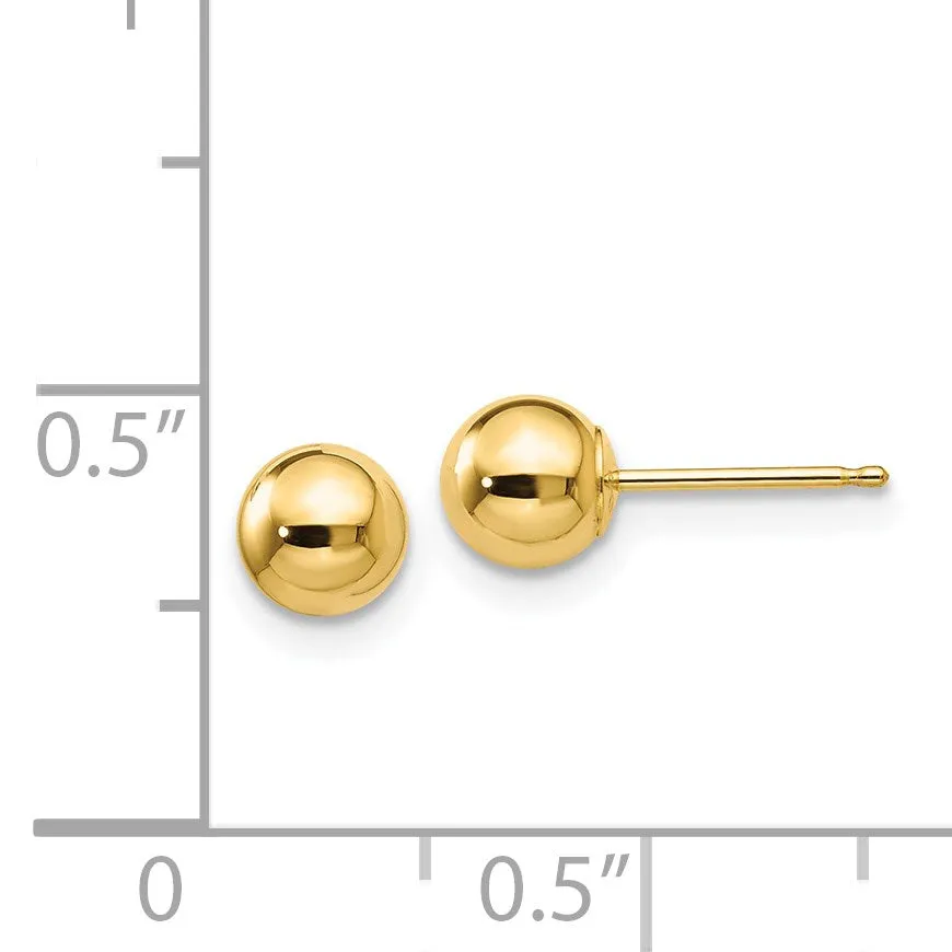 14KT Yellow Gold 5MM Ball Stud Earrings