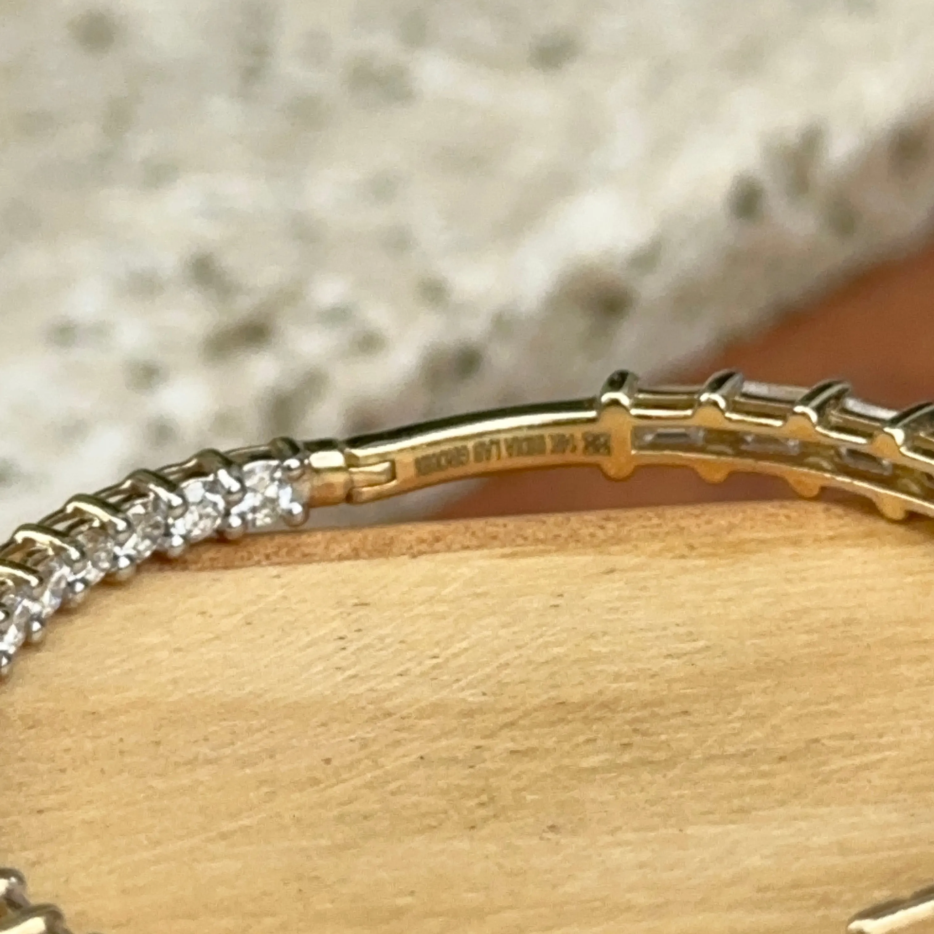 14KT Yellow Gold Shiny 5 CT Lab Emerald-Cut   Round Diamond Prong Set Inside   Outside Hoop Earrings