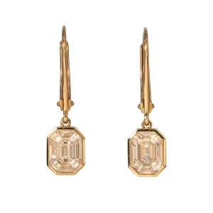 1.55ctw Diamond Emerald-Cut Illusion 14K Gold Drop Earrings