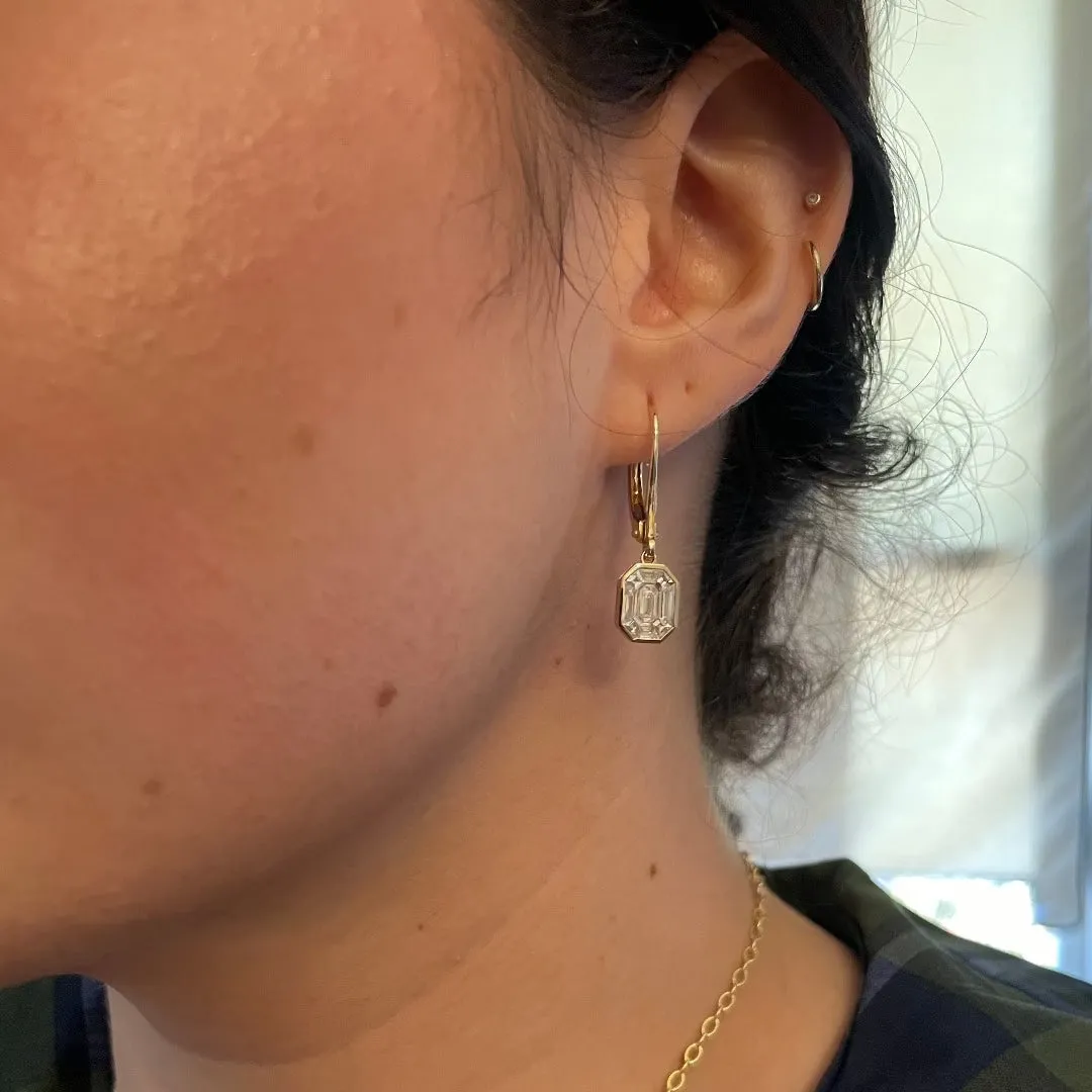 1.55ctw Diamond Emerald-Cut Illusion 14K Gold Drop Earrings