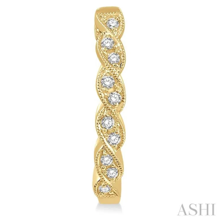 1/6 ctw Braided Pattern Round Cut Diamond Hoop Earrings in 10K Yellow Gold