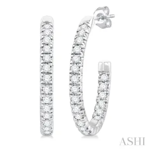 1/6 ctw French Pave Set Round Cut Diamond Fashion Half Hoop Earring in 14K White Gold