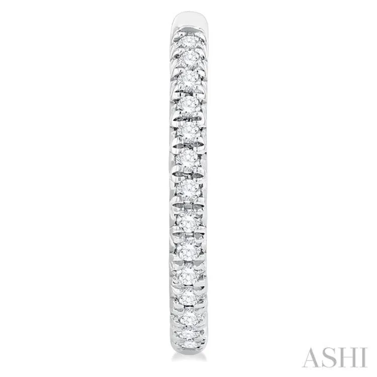 1/6 ctw French Pave Set Round Cut Diamond Fashion Half Hoop Earring in 14K White Gold
