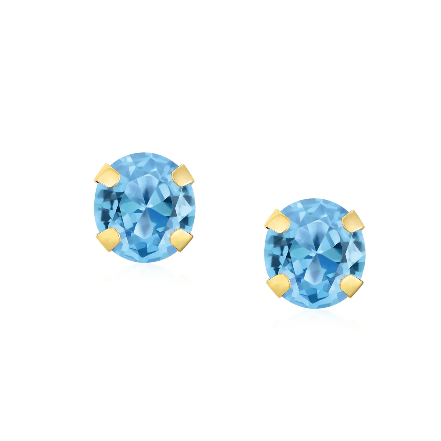 1.6CT Round Gemstone Solitaire Stud Earrings 14K Yellow Gold 6MM Birthstone Options