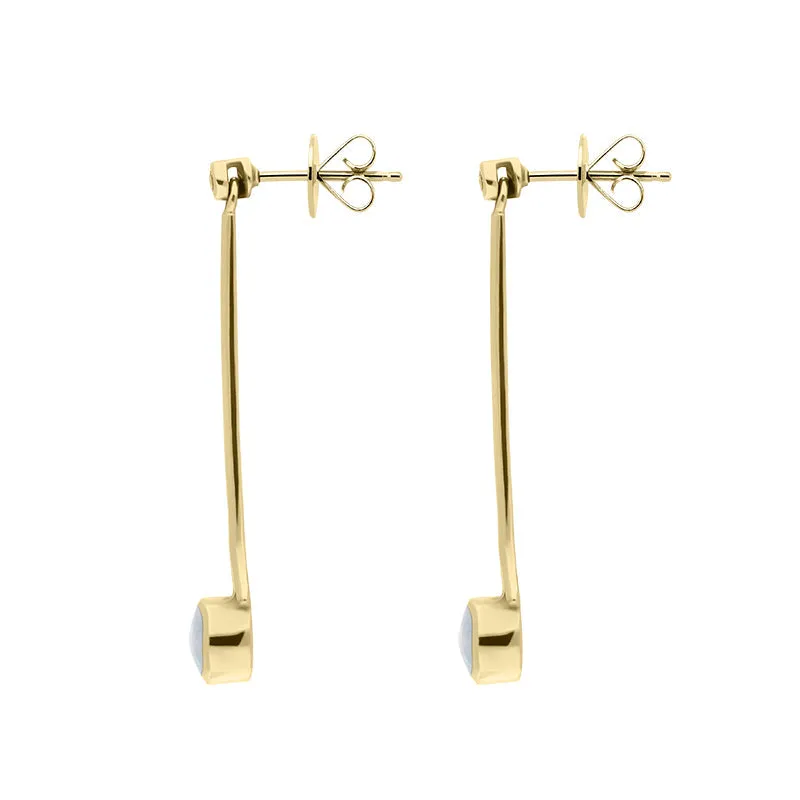 18ct Yellow Gold Opal 0.06ct Diamond Long Drop Earrings