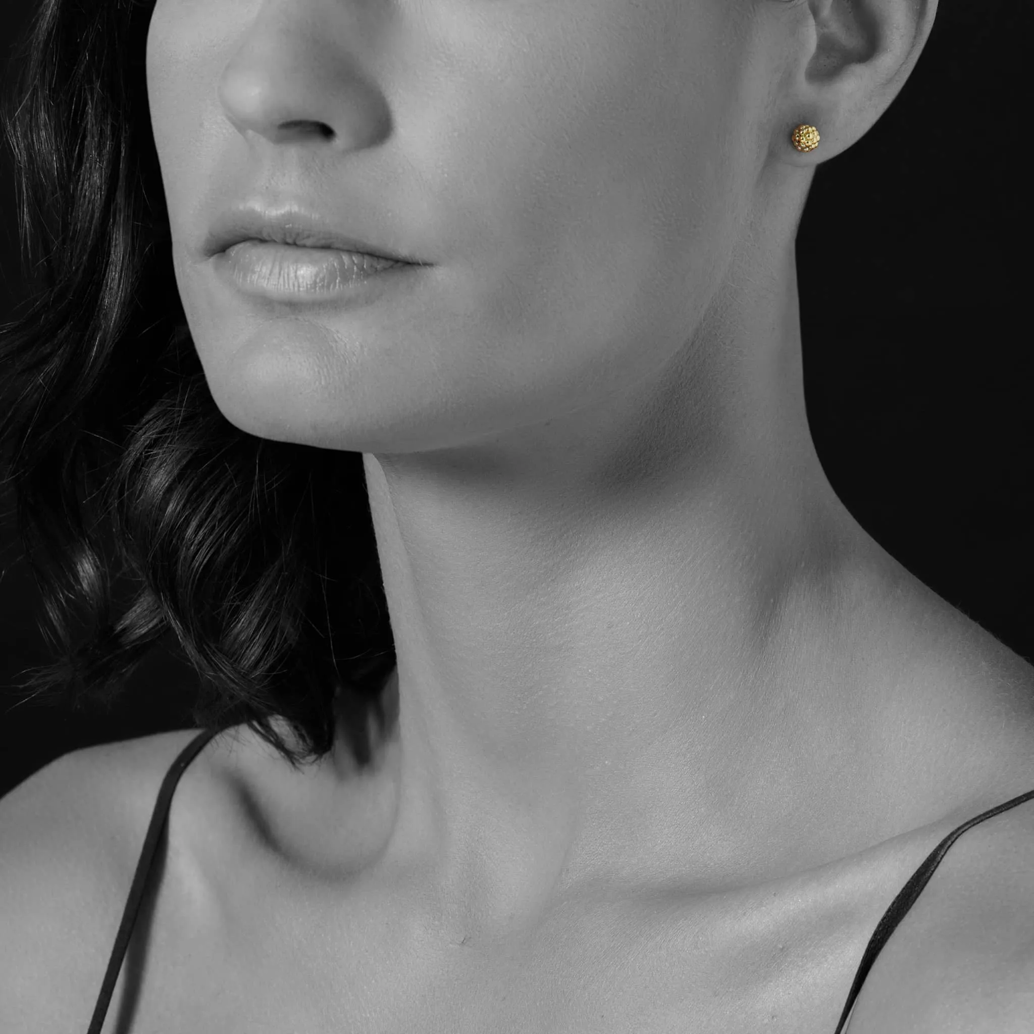 18K Gold Beaded Stud Earrings