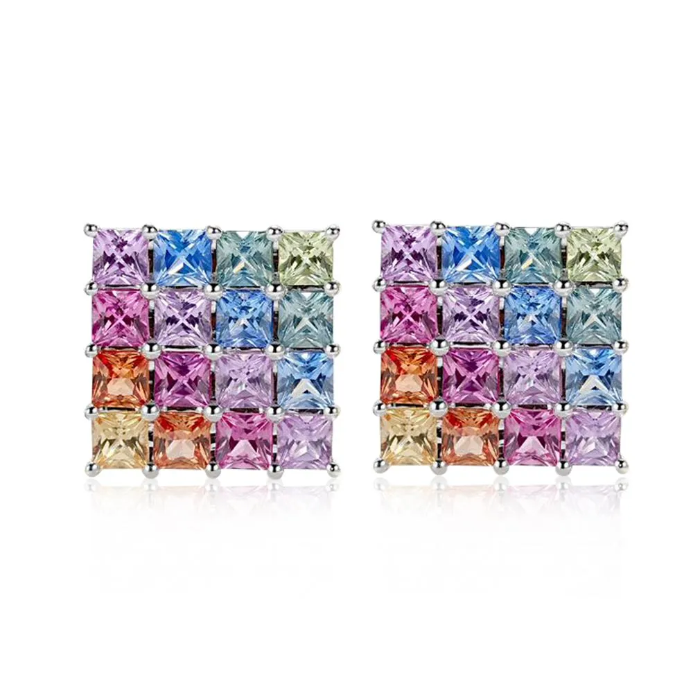 18k Gold Radiant Cut Oil Painting Earrings