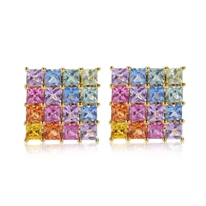 18k Gold Radiant Cut Oil Painting Earrings
