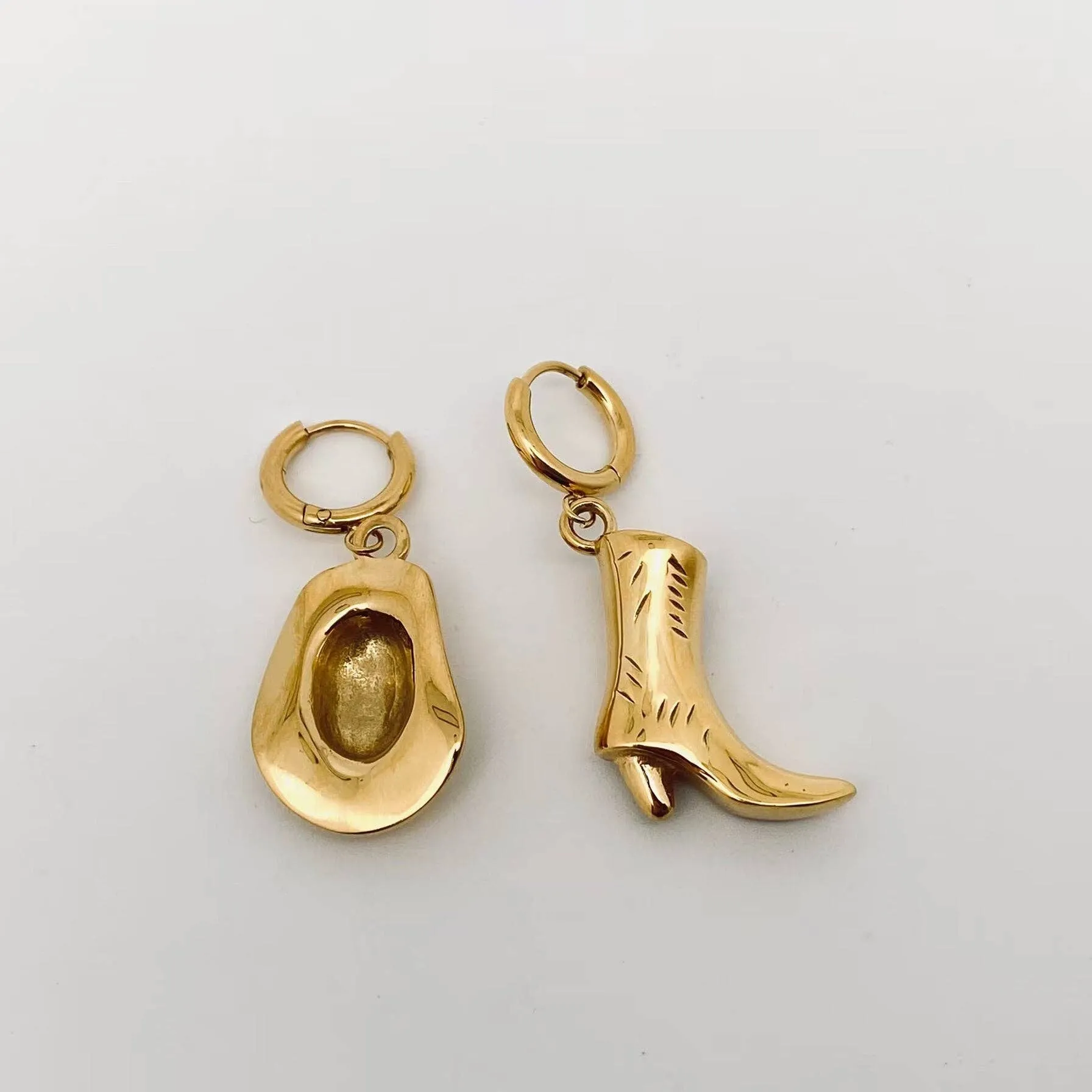 18K Gold Western Hat & Boot Earrings