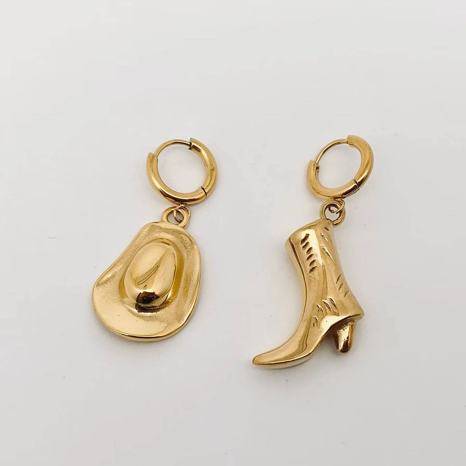18K Gold Western Hat & Boot Earrings