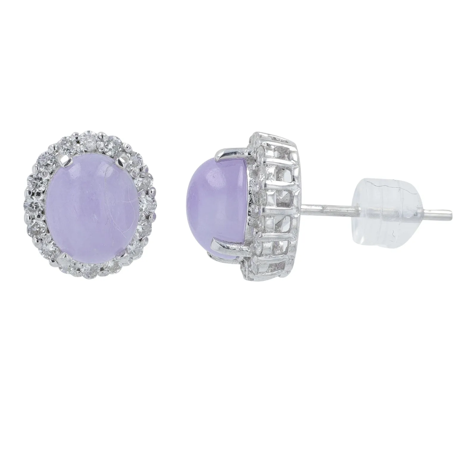 18K WG 3.49 CT Lavender Jade Earrings