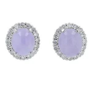 18K WG 3.49 CT Lavender Jade Earrings
