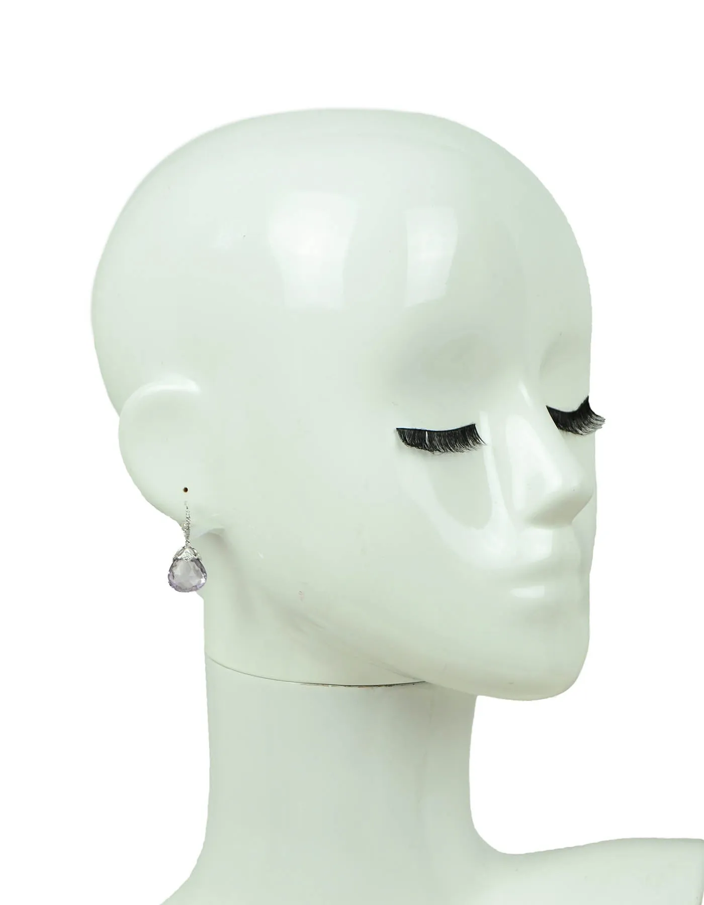 18k White Gold & Diamond 12mm Huggies w/ Amethyst