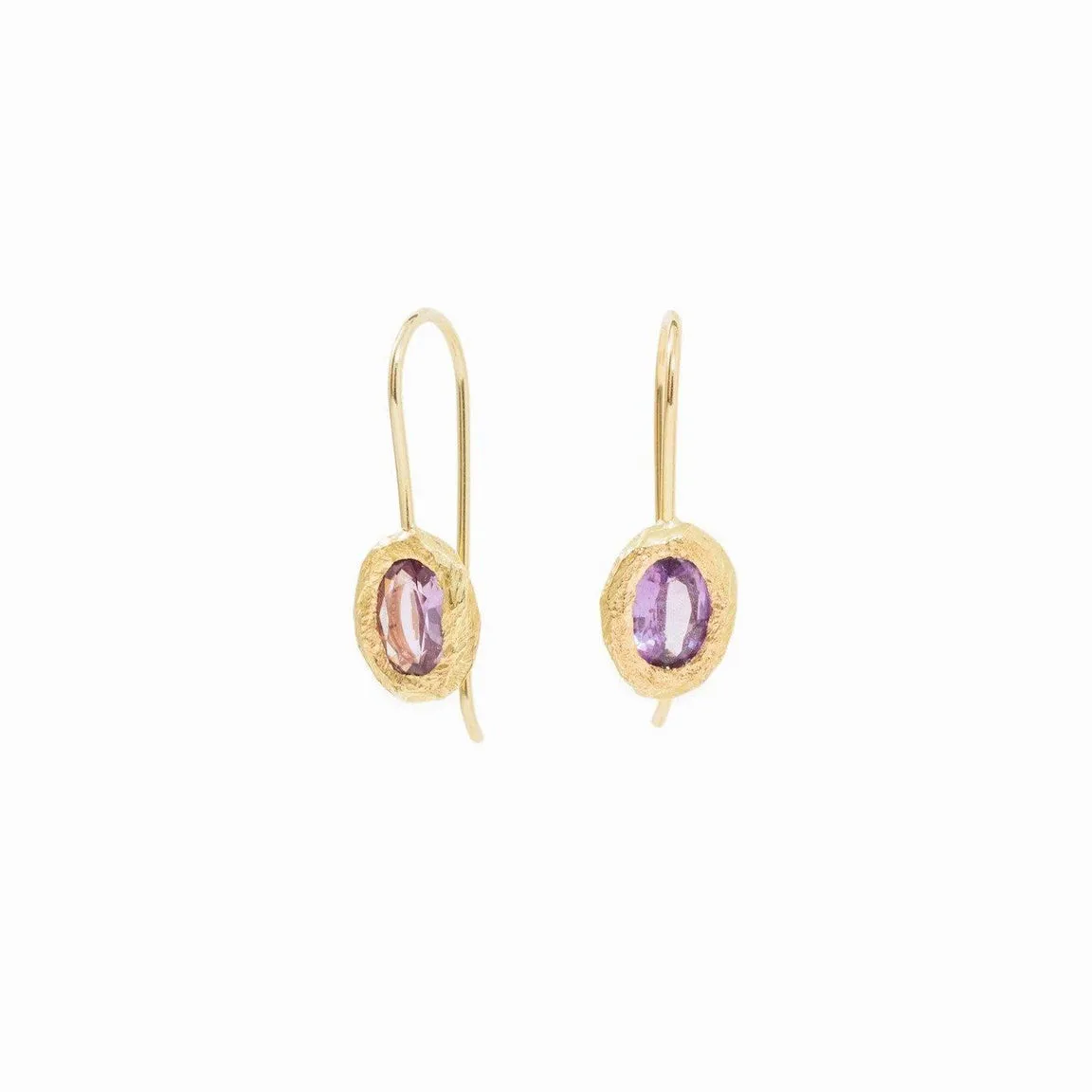 18kt Fixed Hook Purple Sapphire Earrings