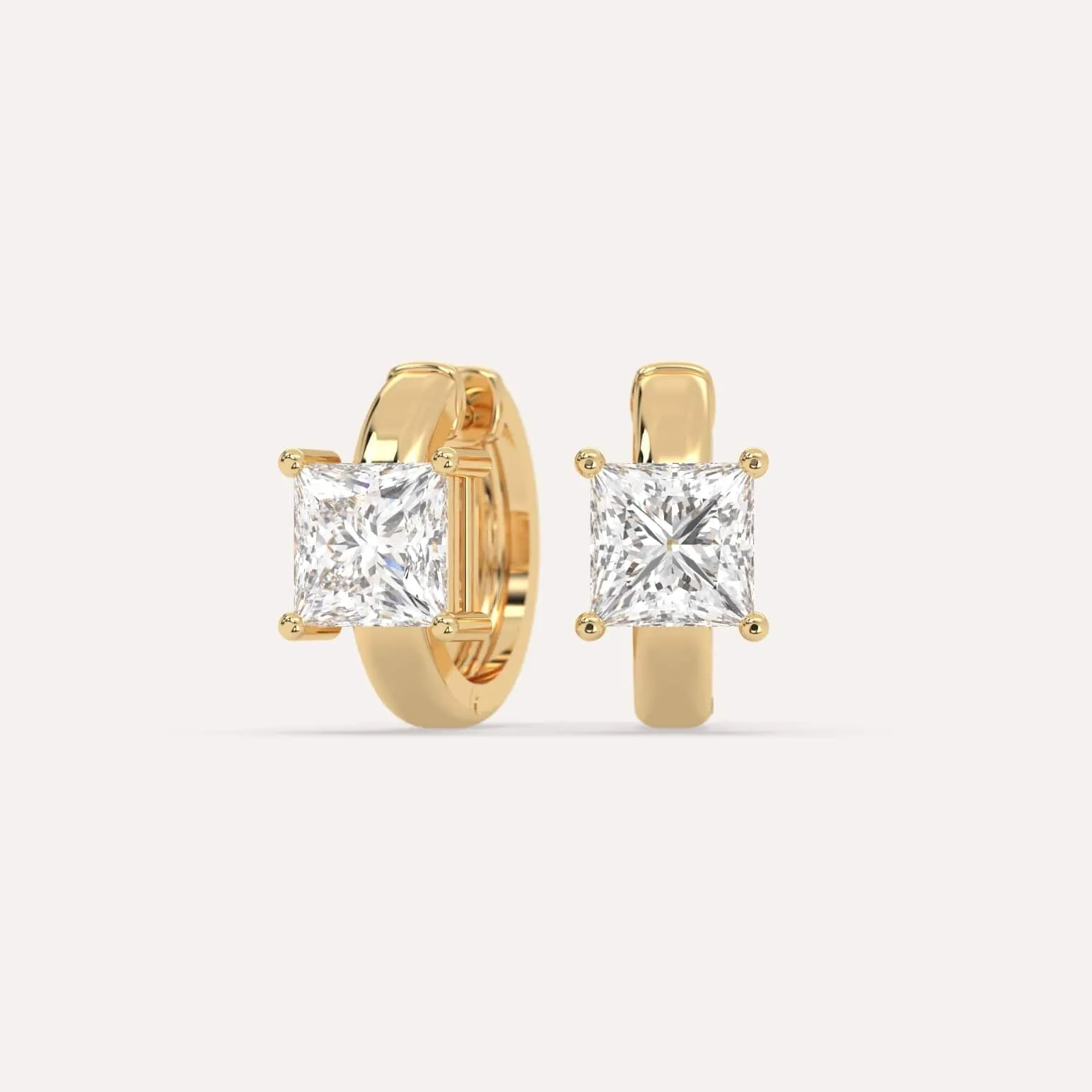 2 carat Princess Diamond Hoop Earrings