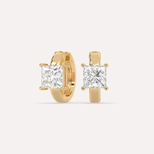 2 carat Princess Diamond Hoop Earrings