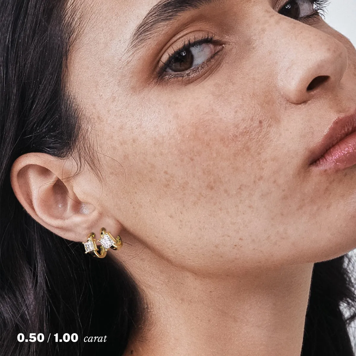 2 carat Princess Diamond Hoop Earrings