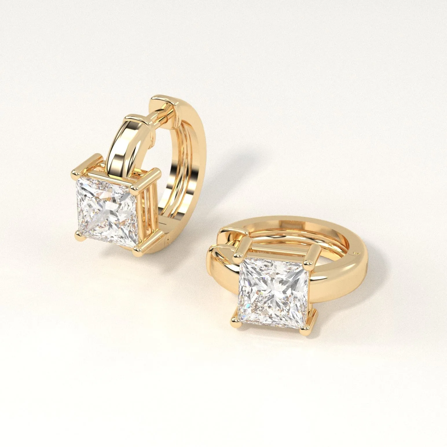 2 carat Princess Diamond Hoop Earrings