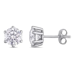 2 CT DEW Created Moissanite-White Fashion Post Earrings 14k White Gold