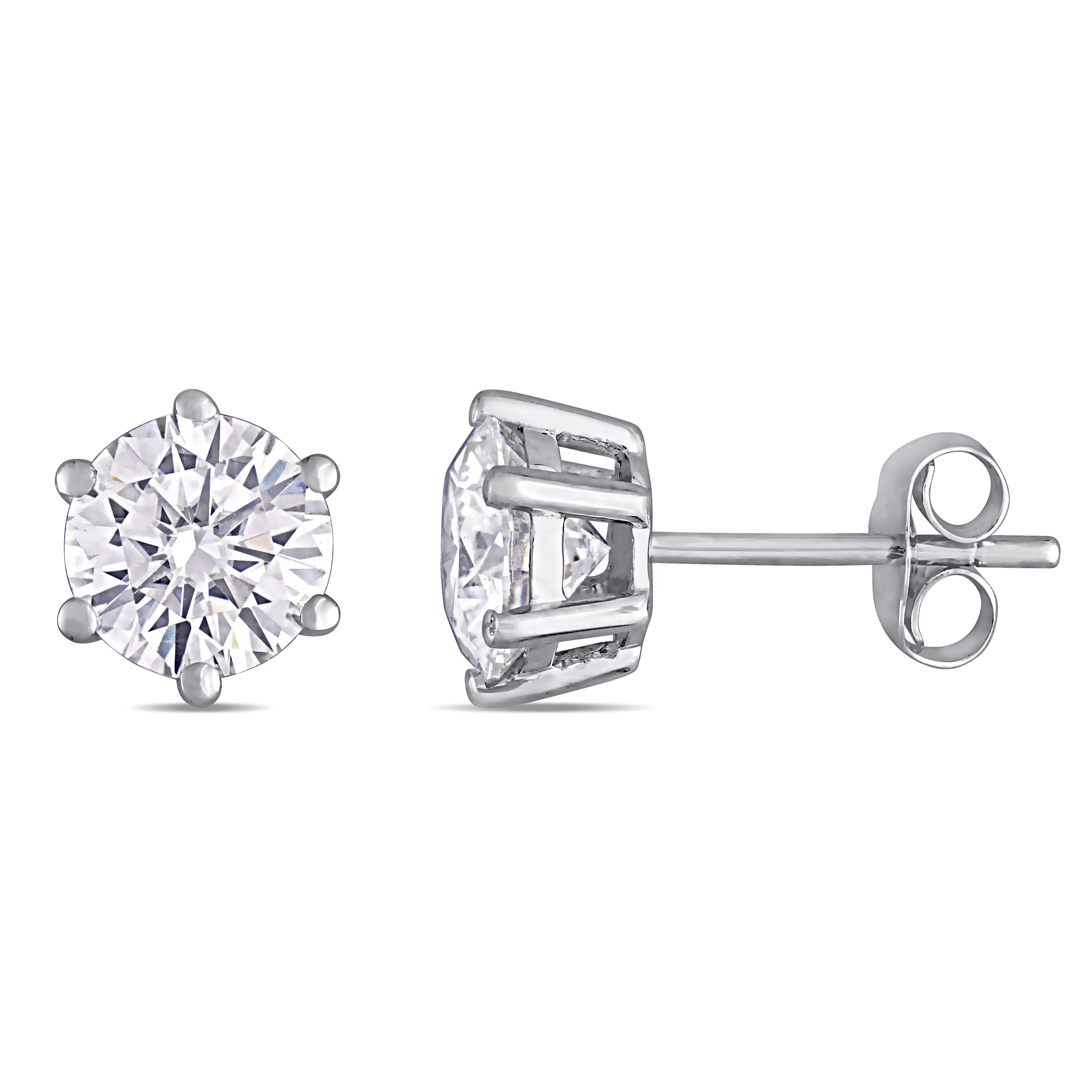 2 CT DEW Created Moissanite-White Fashion Post Earrings 14k White Gold