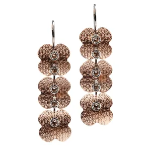 22k Rose Gold Plated Sterling Silver Clover Triple Drop Earrings