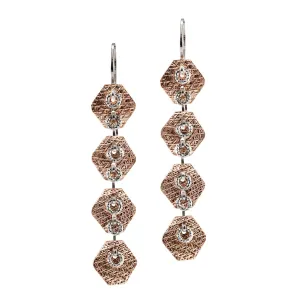 22k Rose Gold Plated Sterling Silver Quadruple Drop Earrings