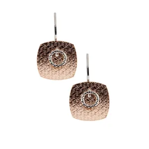 22k Rose Gold Plated Sterling Silver Square Single Drop Earrings