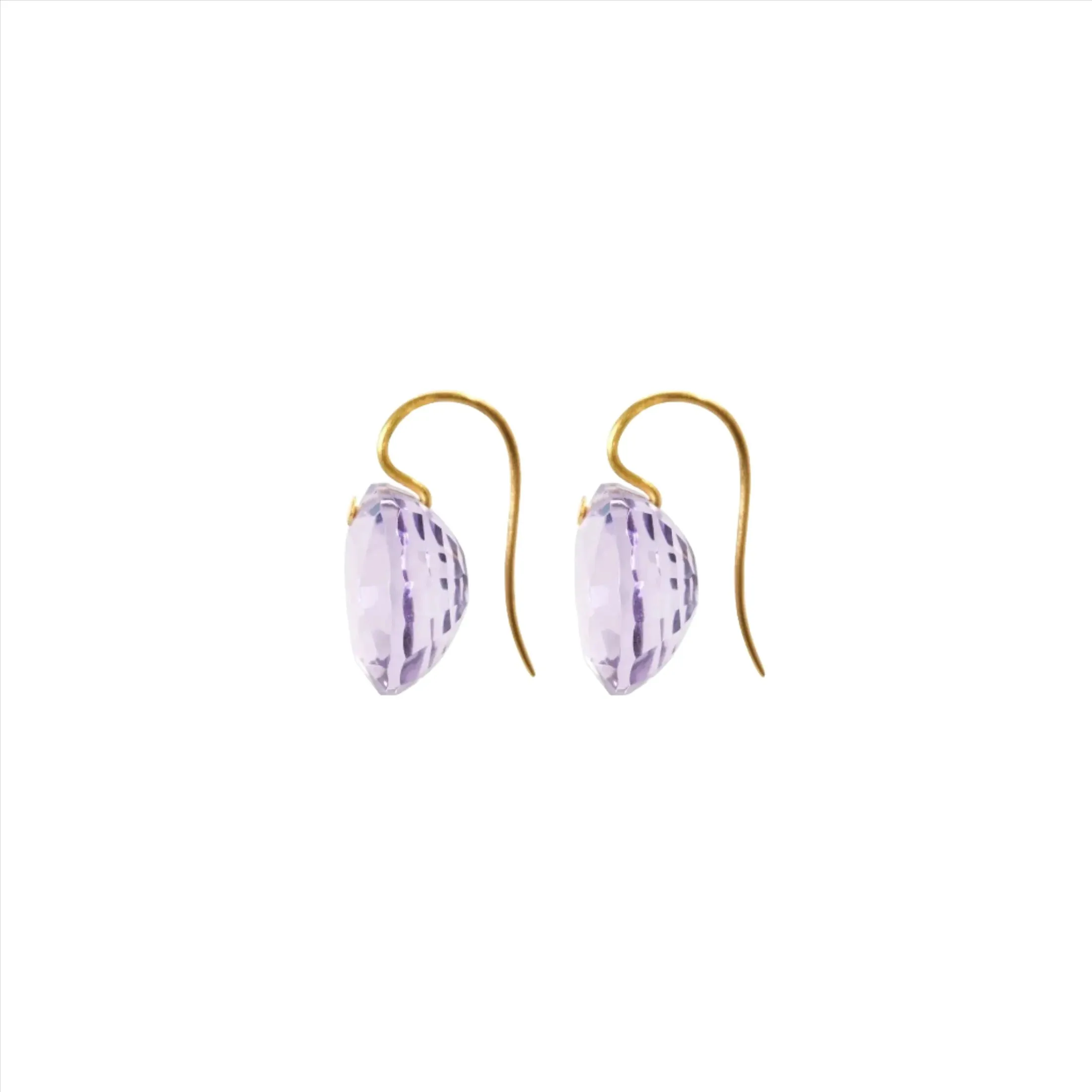 22K Yellow Gold Brilliant Amethyst Earrings