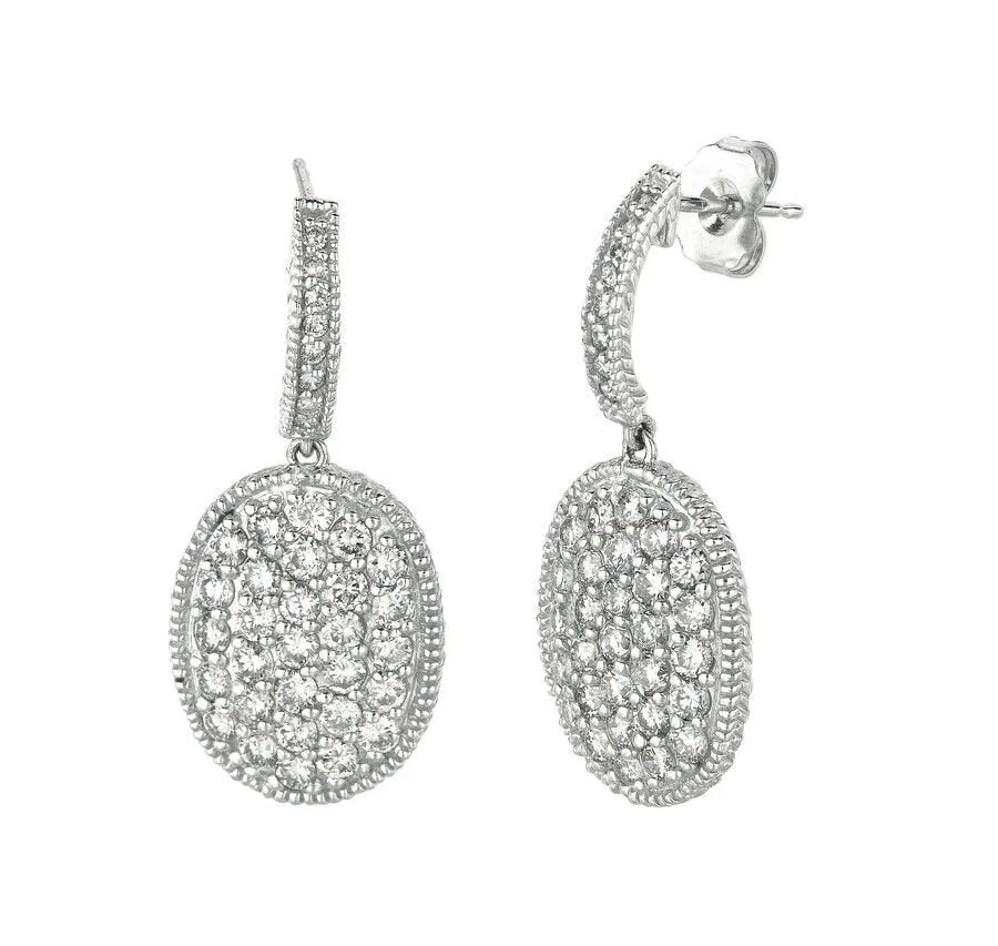 2.45 Carat Natural Diamond Oval Drop Earrings G SI 14K White Gold