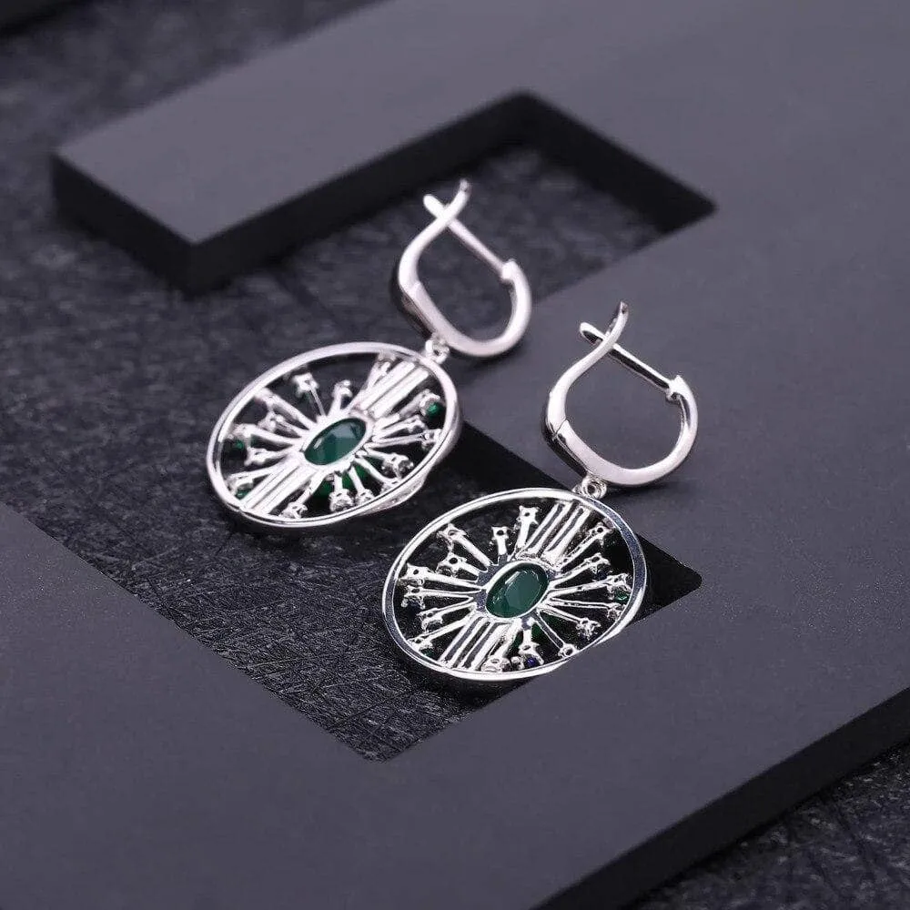 2.5Ct Natural Agate Gemstone Drop Earrings