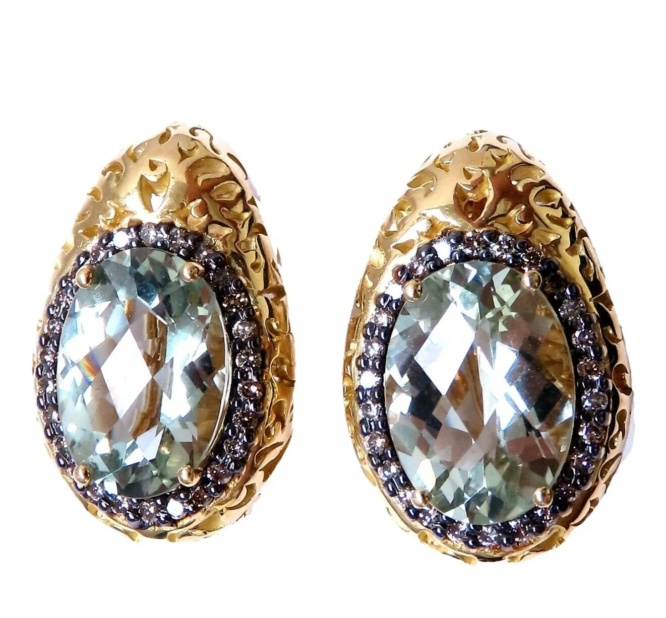26 carat natural green amethyst & fancy colored diamond earrings 18kt Garavelli