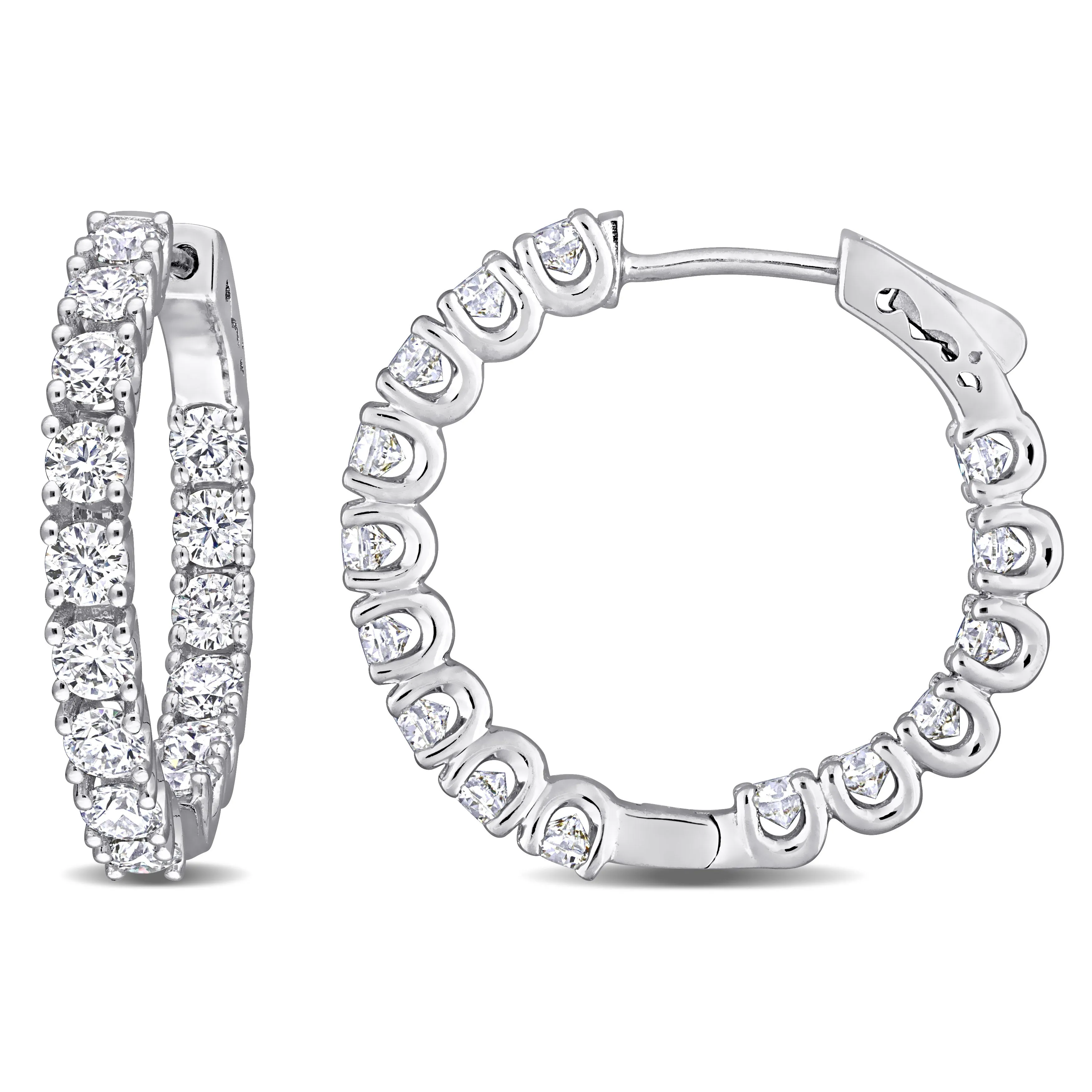 3 CT DEW Created Moissanite-White Hoop Earrings Silver