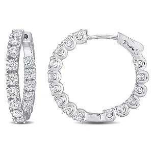 3 CT DEW Created Moissanite-White Hoop Earrings Silver