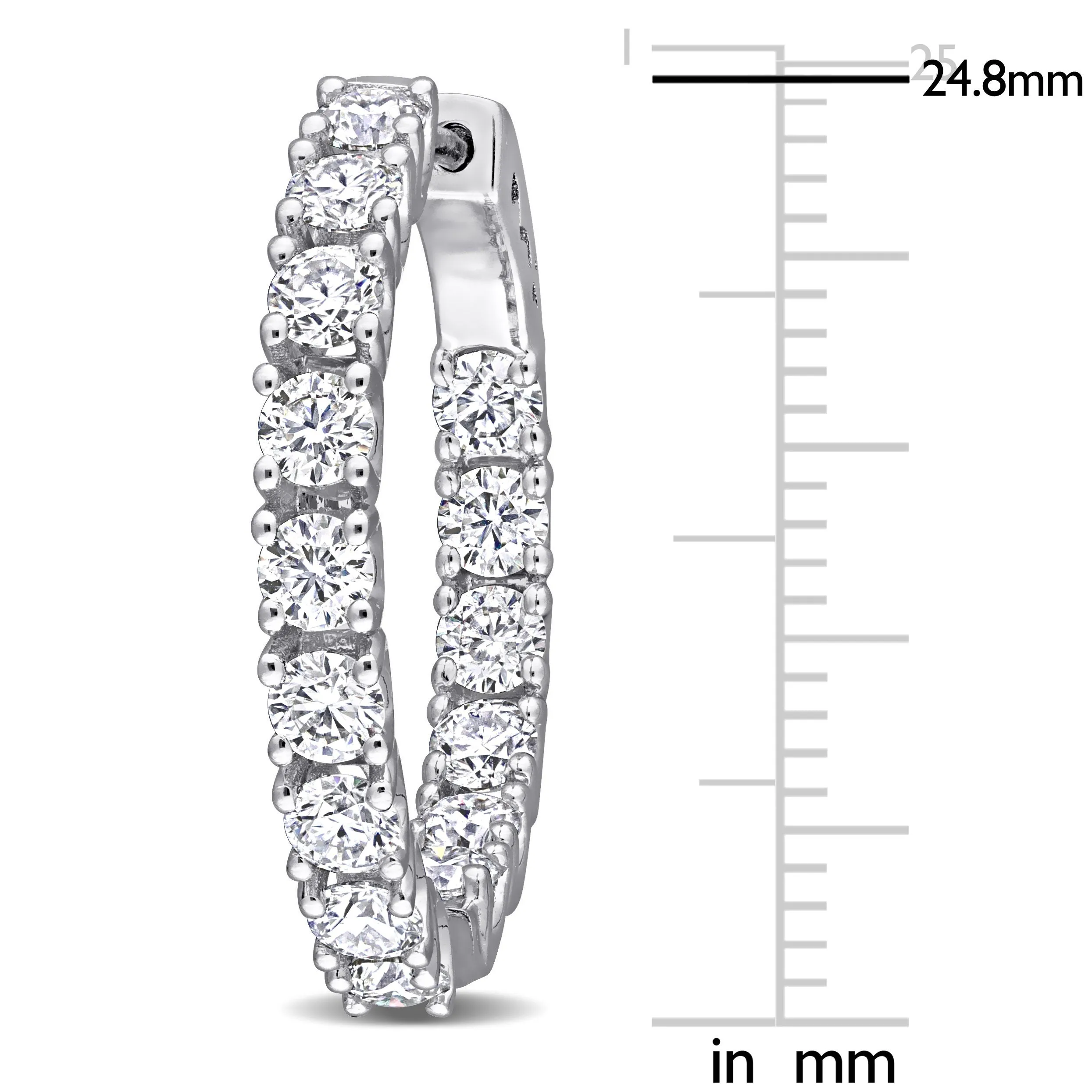 3 CT DEW Created Moissanite-White Hoop Earrings Silver