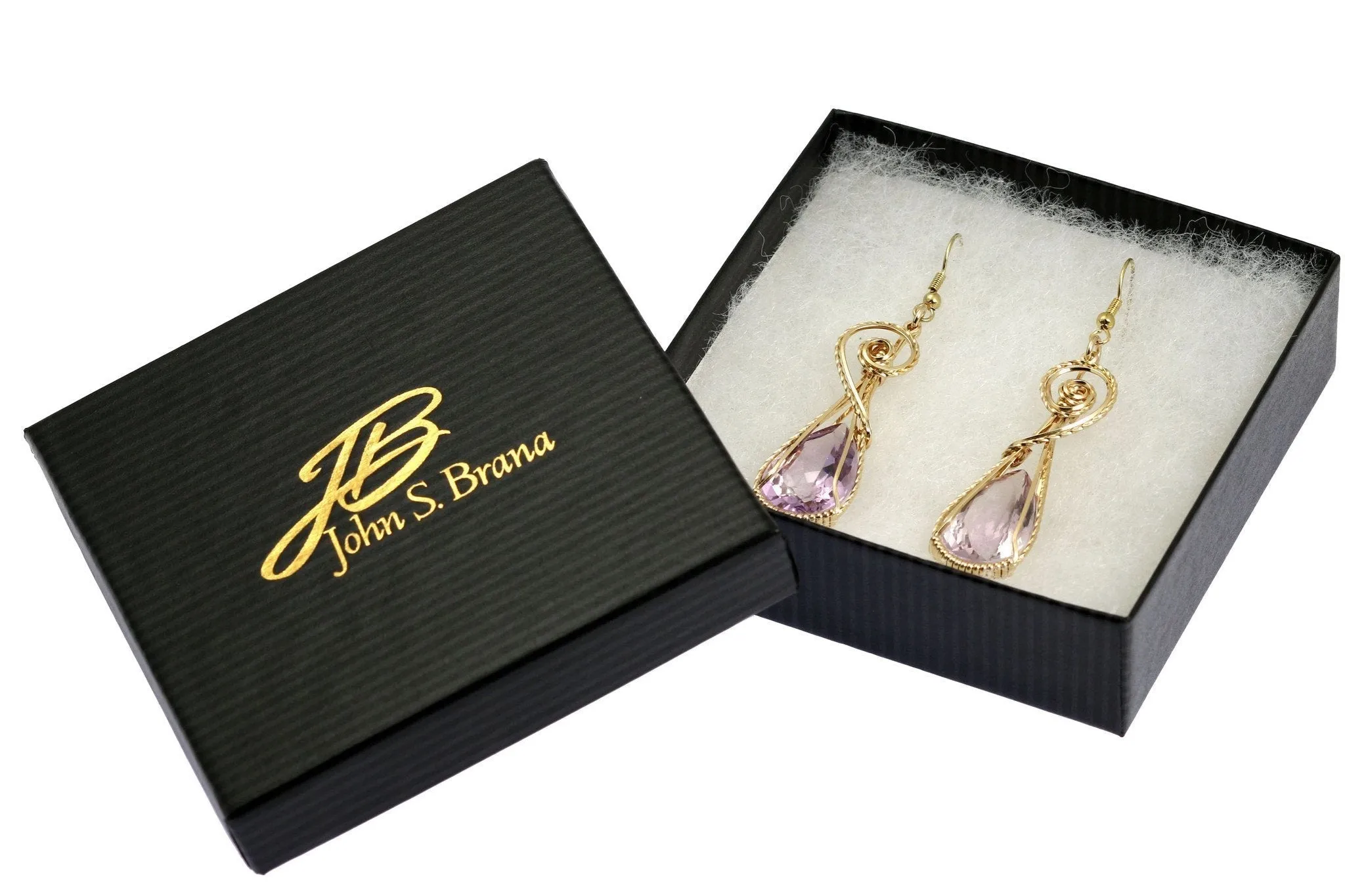 30 CT Amethyst 14K Gold-filled Wire Wrapped Earrings