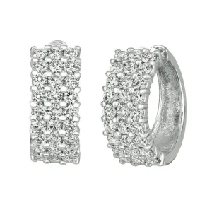 3.00 Carat Natural Diamond Hoop Earrings G SI 14K White Gold