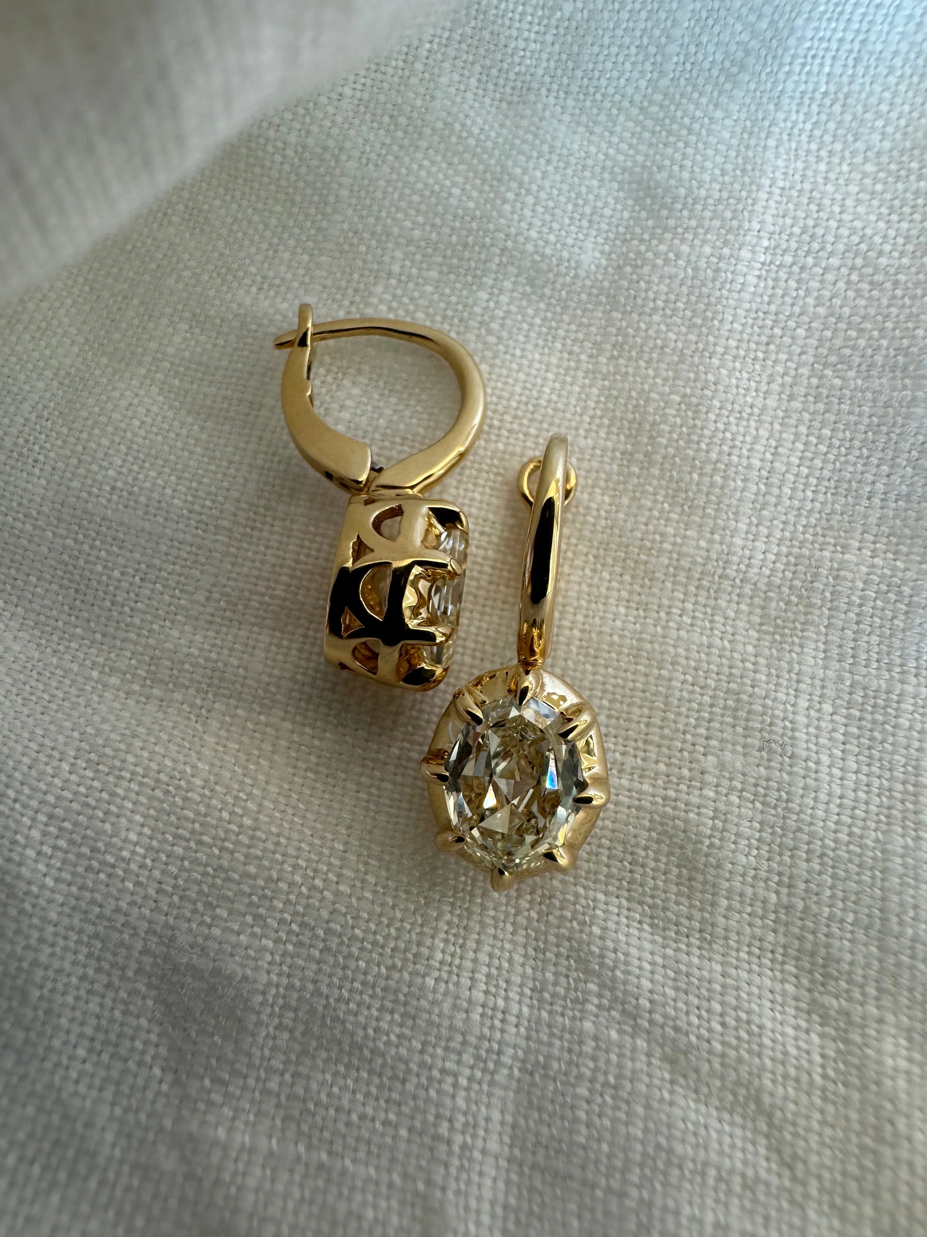 3.00 CARAT STEP CUT OVAL DANGLE EARRINGS