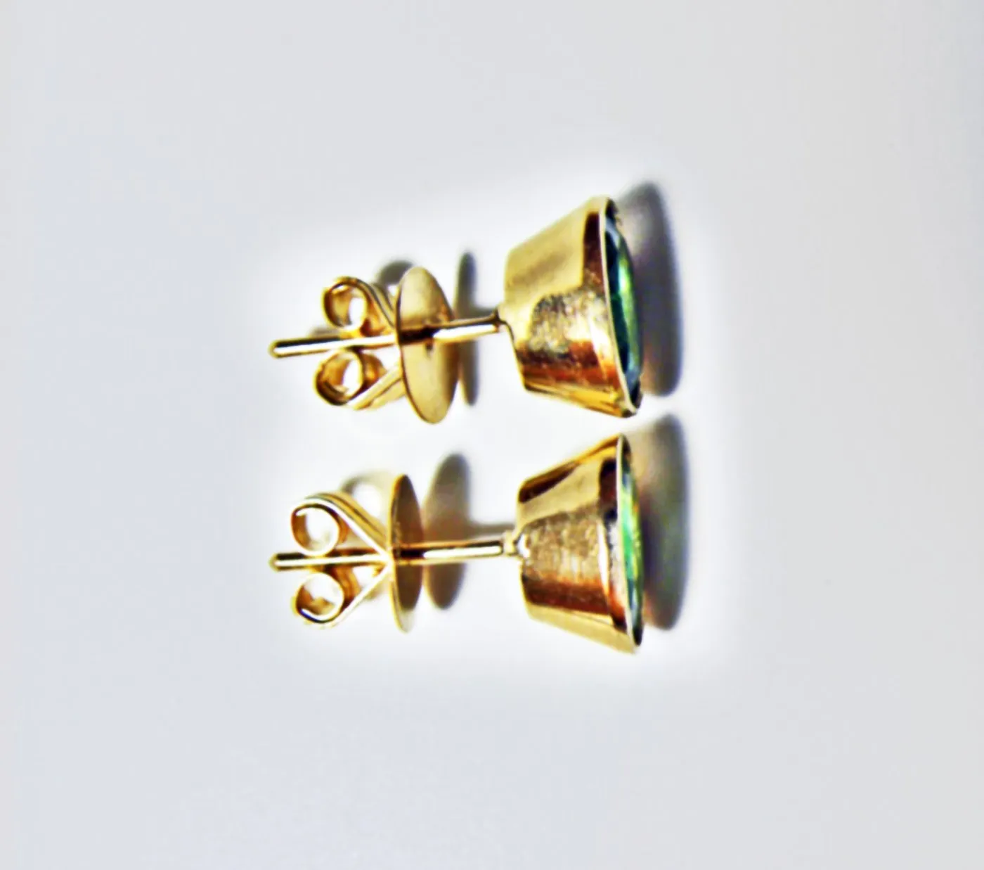 3.63 Carat Natural Colombian Emerald Oval Stud Earrings 18k Gold